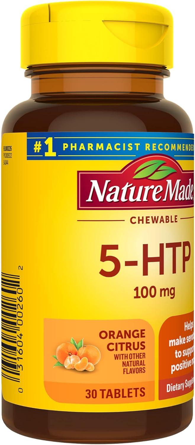 image:imageNature Made Chewable 5HTP 100mg 5HTP Mood Support Supplement 30 5 HTP Chewable Tablets 30 Day Supply