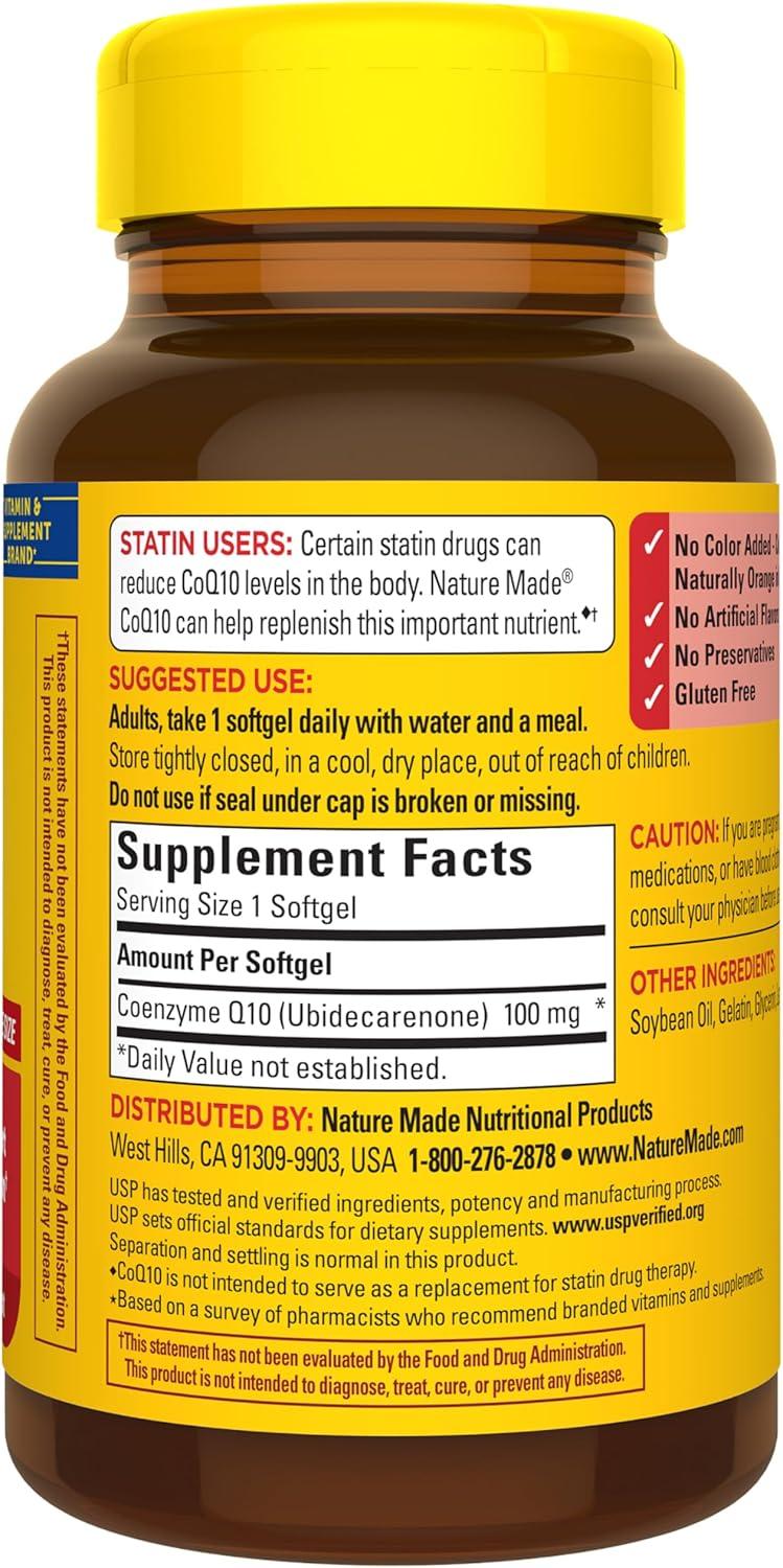 image:imageNature Made CoQ10 100mg Dietary Supplement for Heart Health Support 72 Softgels 72 Day Supply72 Count Pack of 1