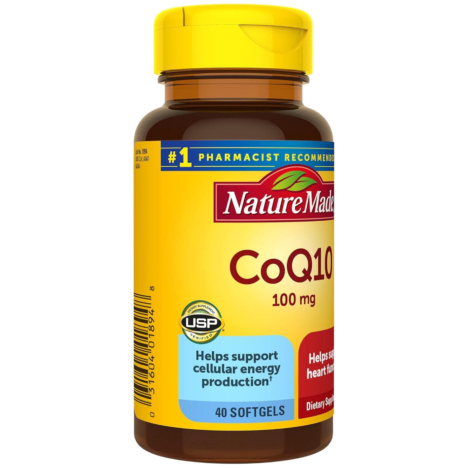 image:imageNature Made CoQ10 100mg Softgels Dietary Supplement for Heart Health Support 40 Softgels 40 Day SupplyUnflavored
