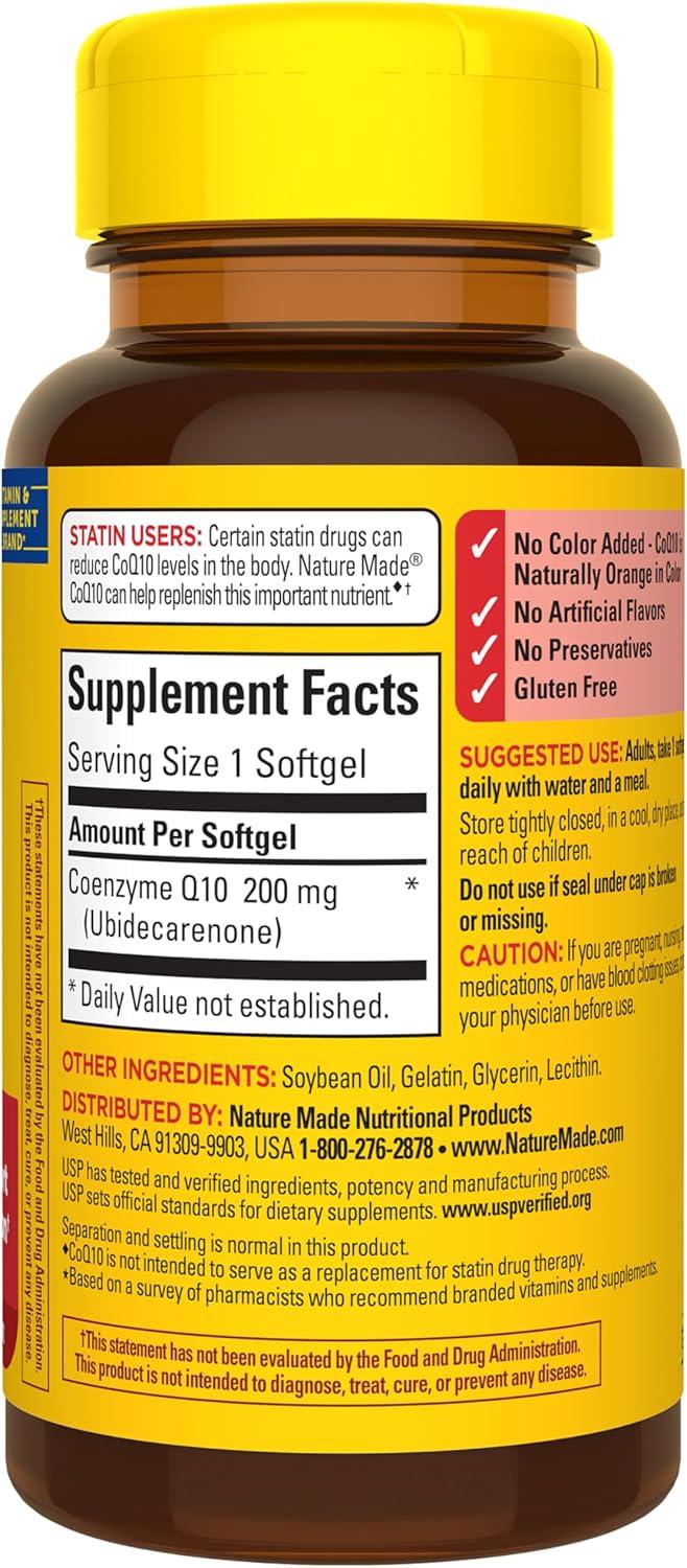 image:imageNature Made CoQ10 200mg Softgels Dietary Supplement for Heart Health Support 80 Softgels 80 Day SupplyUnflavored