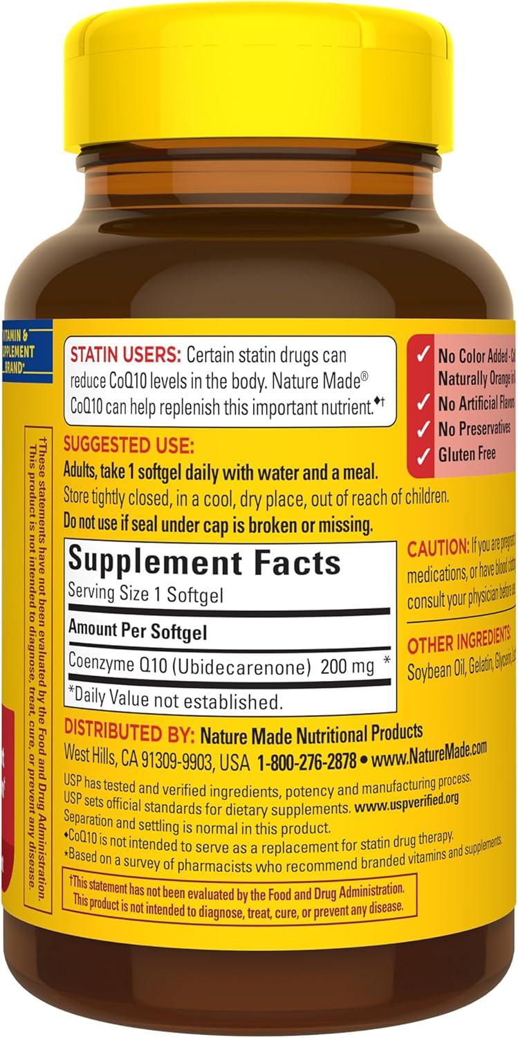 image:imageNature Made CoQ10 200mg Softgels Dietary Supplement for Heart Health Support 80 Softgels 80 Day SupplyUnflavored
