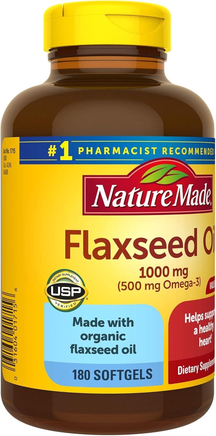 image:imageNature Made Flaxseed Oil 1000 mg Fish Free Omega 3 Supplement Dietary Supplement for Heart Health Support 180 Softgels 180 Day Supply180 Count Pack of 2