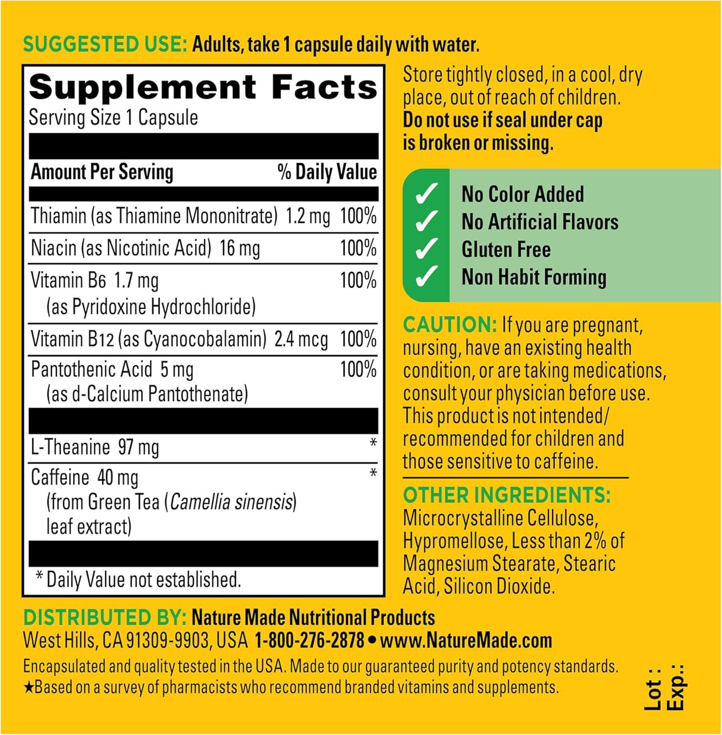image:imageNature Made Focus Boost Capsules Green Tea Caffeine L Theanine B Vitamins Fast Acting Focus Supplement 30 Capsules 30 Day Supply