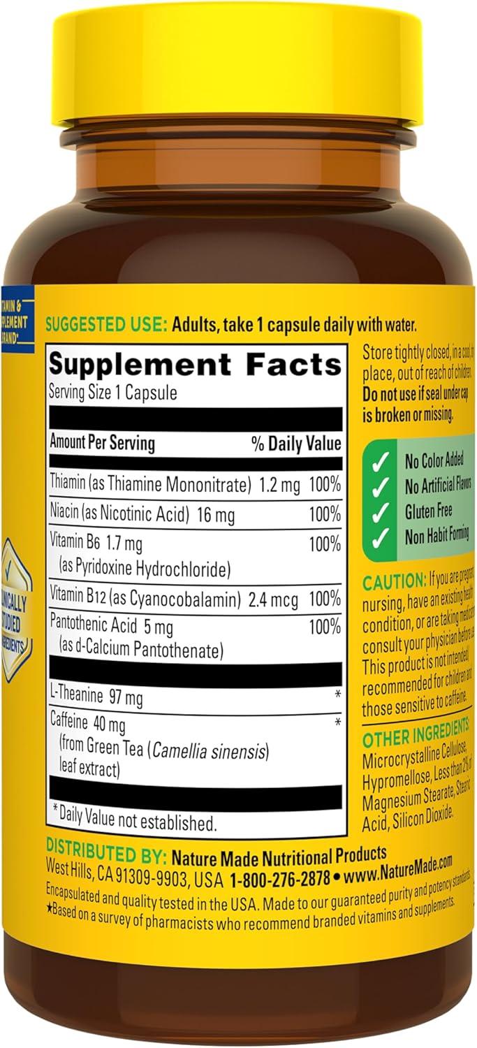 image:imageNature Made Focus Boost Capsules Green Tea Caffeine L Theanine B Vitamins Fast Acting Focus Supplement 30 Capsules 30 Day Supply