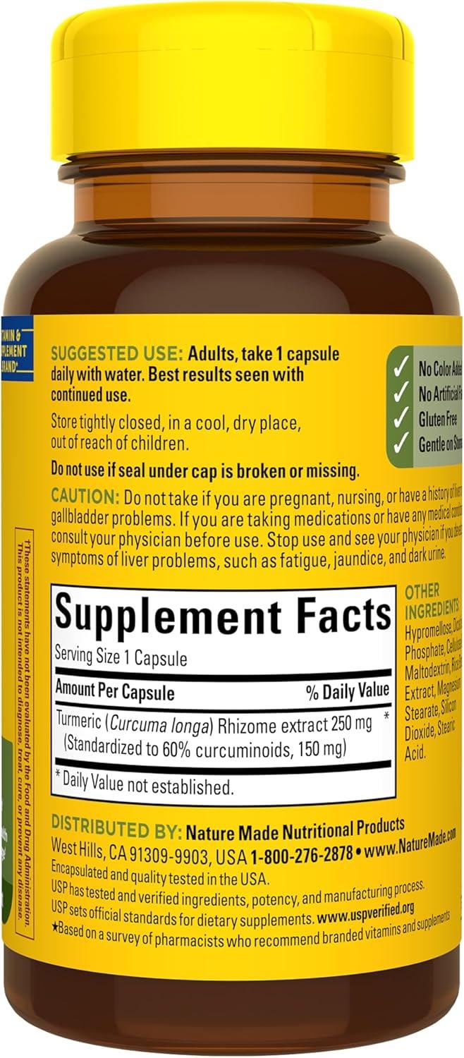 image:imageNature Made High Absorption Turmeric Curcumin Supplement Capsules Turmeric Supplement Muscle and Joint Support 30 Capsules 30 Day Supply