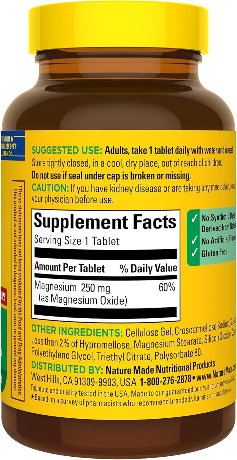 image:imageNature Made Magnesium 250 mg Magnesium Supplements for Men and Women Support for Muscle Heart Bone and Nerve Health 90 Softgels 90 Day Supply200 Count Pack of 1