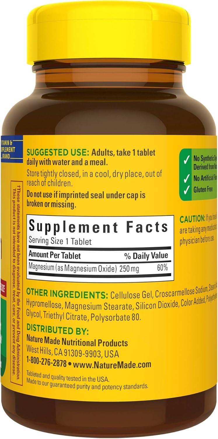 image:imageNature Made Magnesium Oxide 250 mg Tablets 200 Count Value Size for Nutrition Support Pack of 3