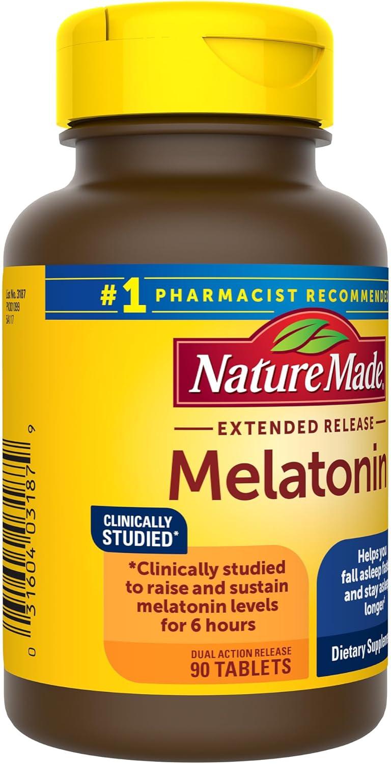 image:imageNature Made Melatonin 4mg Extended Release Tablets Sleep Supplements for Adults 100 Drug Free Sleep Aid 90 Count 90 Day Supply90 Count Pack of 2