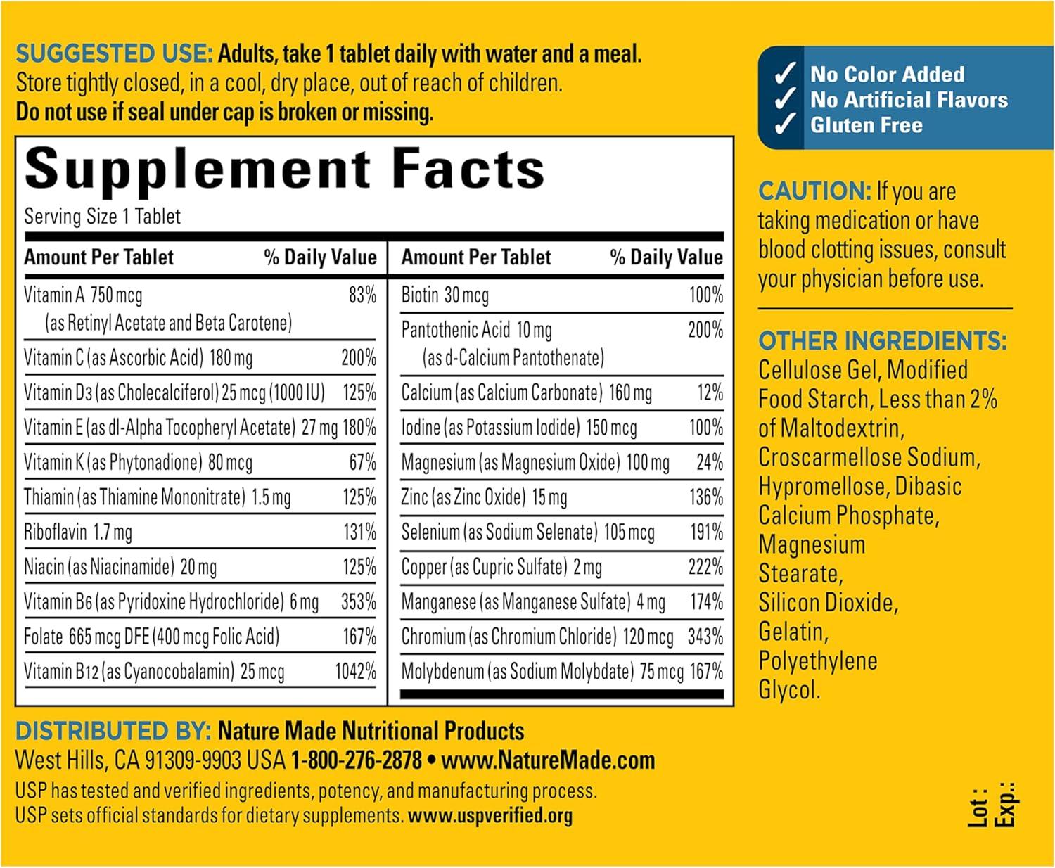 image:imageNature Made Multivitamin for Men Over 50 Mens Multivitamins 50 Plus Daily Nutritional Support Nature Made Multi Vitamins 90 Tablets 90 Day Supply90 Count Pack of 1
