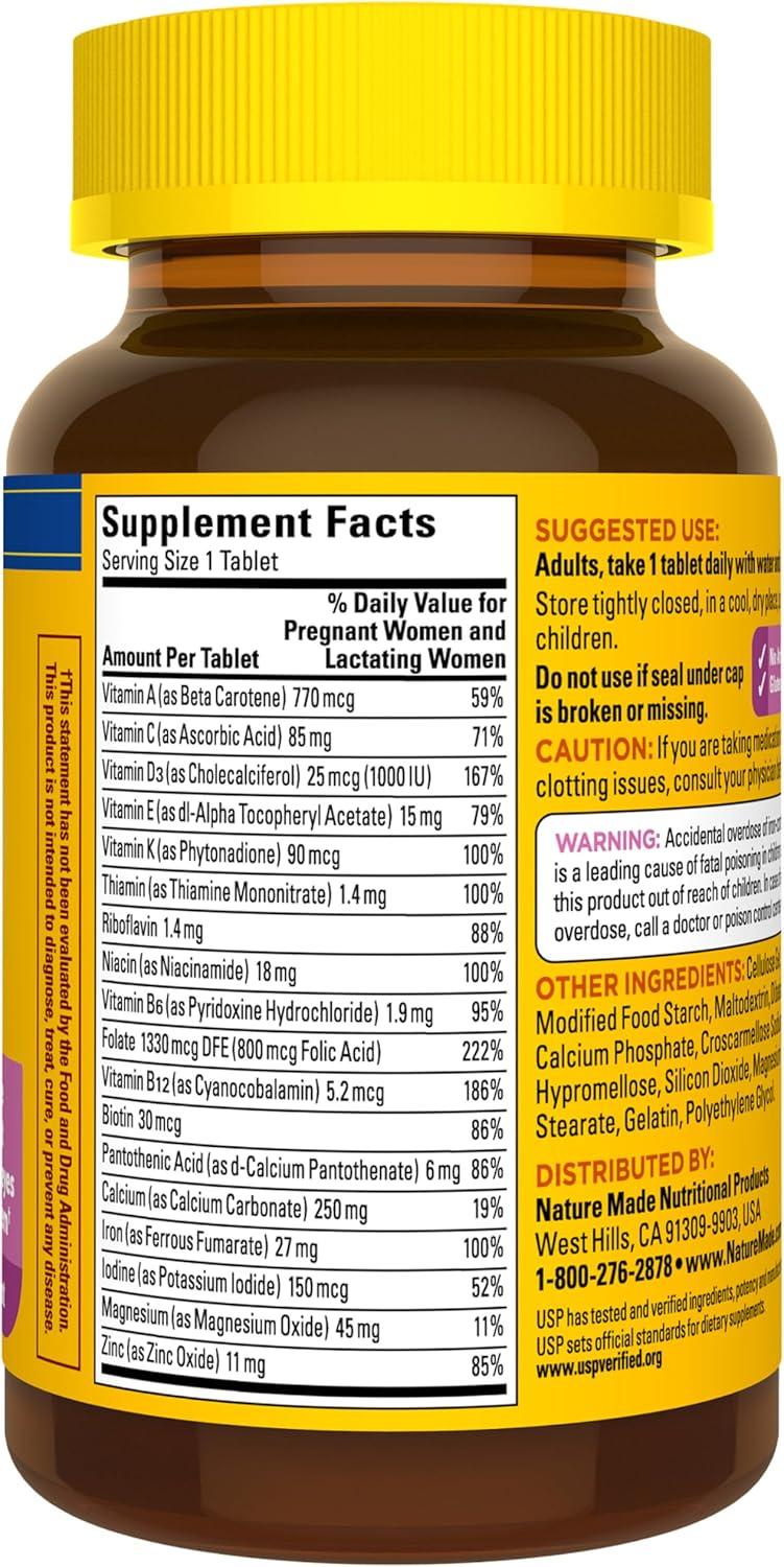 image:imageNature Made Prenatal Multivitamin with Folic Acid Vitamin amp Mineral Supplement Daily Nutritional Support Prenatal Vitamins for Women 90 Tablets 90 Day Supply90 Count Pack of 1