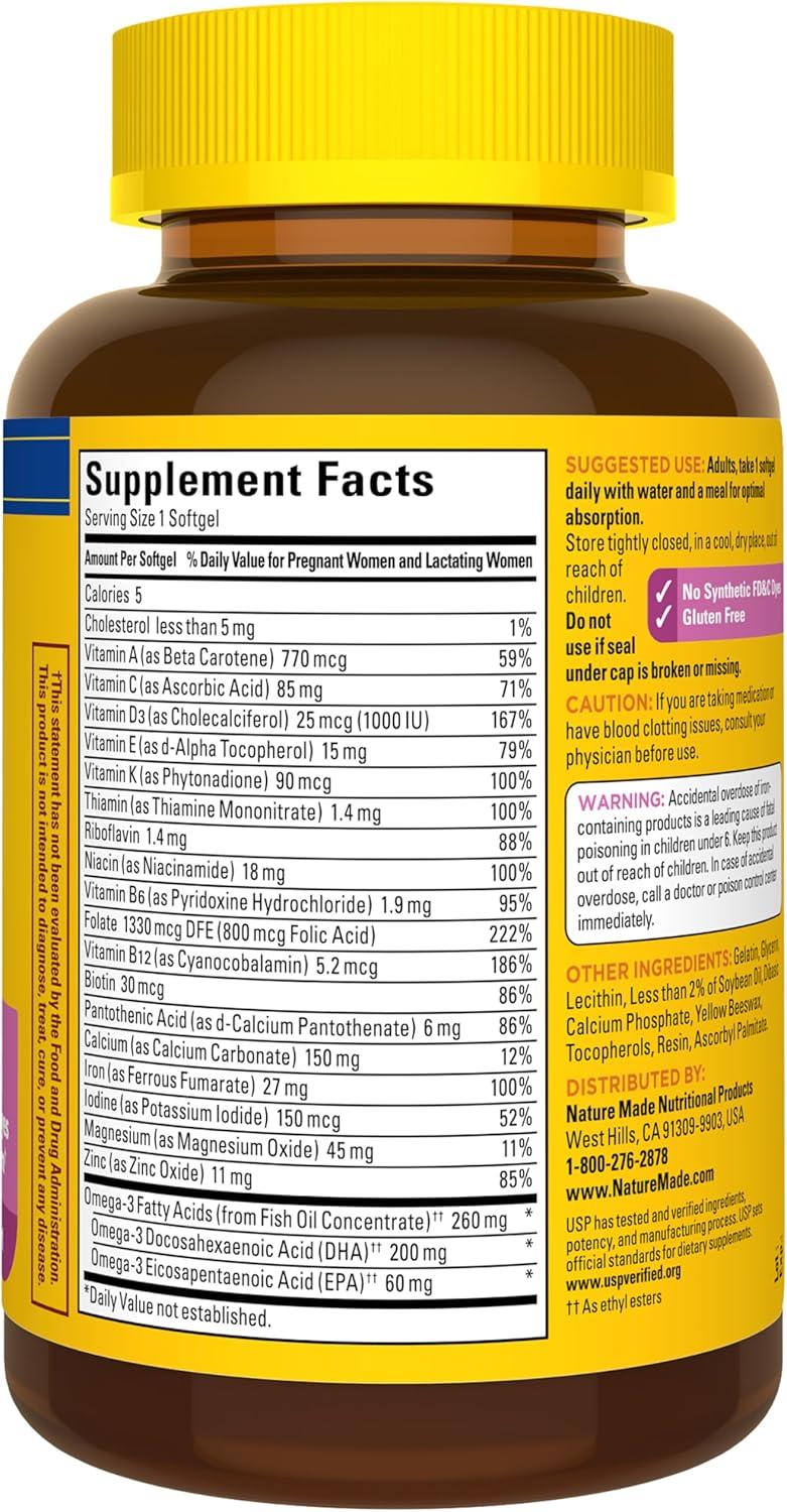 image:imageNature Made Prenatal Vitamins for Women with Folic Acid DHA Prenatal Vitamin and Mineral Supplement for Daily Nutritional Support 110 Softgels 110 Day Supply110 Count Pack of 1
