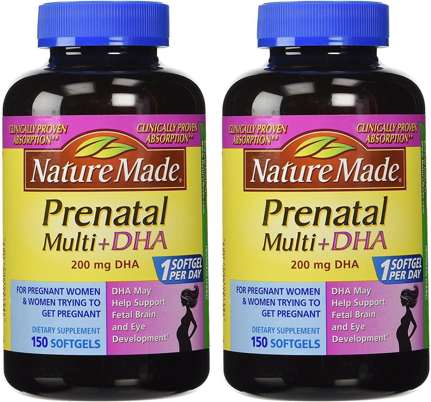 image:imageNature Made Prenatal Vitamins for Women with Folic Acid DHA Prenatal Vitamin and Mineral Supplement for Daily Nutritional Support 60 Softgels 60 Day SupplyUnflavored