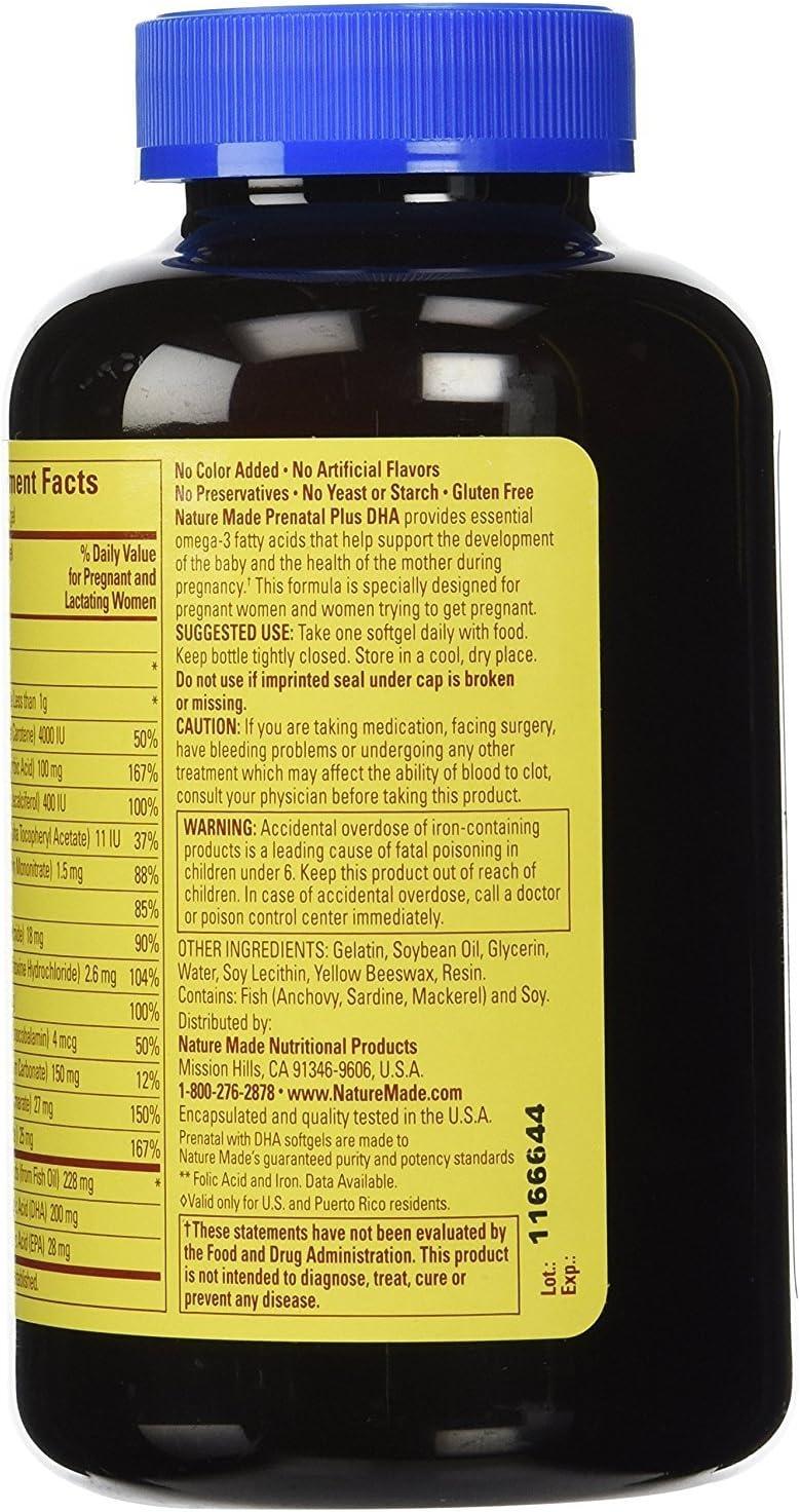 image:imageNature Made Prenatal Vitamins for Women with Folic Acid DHA Prenatal Vitamin and Mineral Supplement for Daily Nutritional Support 60 Softgels 60 Day SupplyUnflavored
