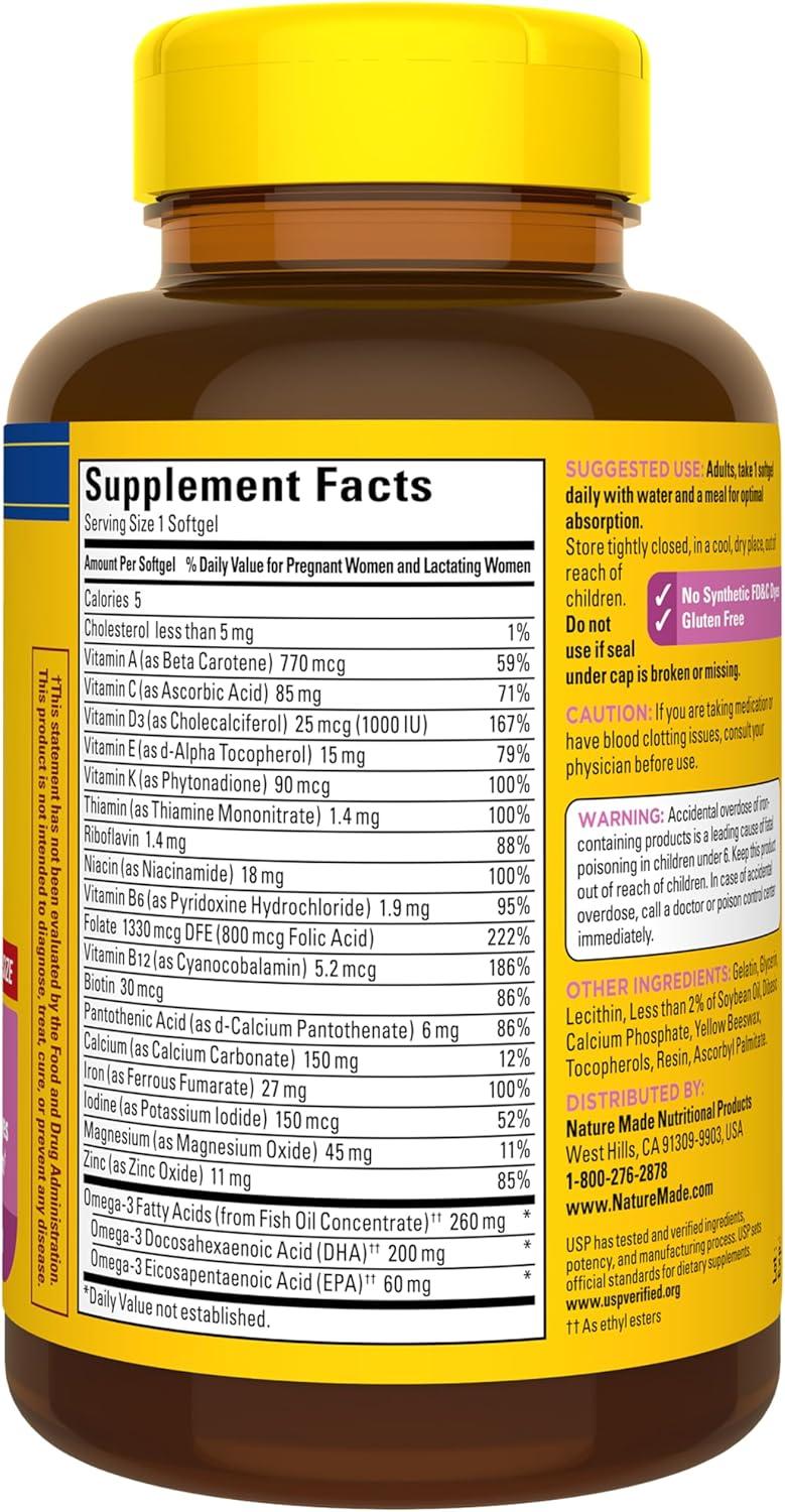 image:imageNature Made Prenatal Vitamins for Women with Folic Acid DHA Prenatal Vitamin and Mineral Supplement for Daily Nutritional Support 90 Softgels 90 Day Supply