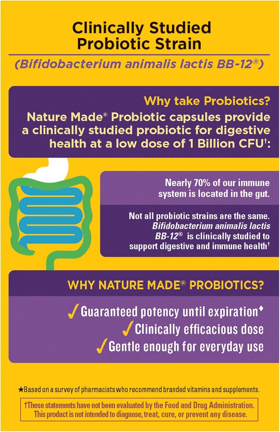image:imageNature Made Probiotics for Women and Men Probiotic Capsules 1 Billion CFU from Live Cultures for Immune amp Digestive Support 30 Capsules 30 Day Supply30 Count Pack of 2