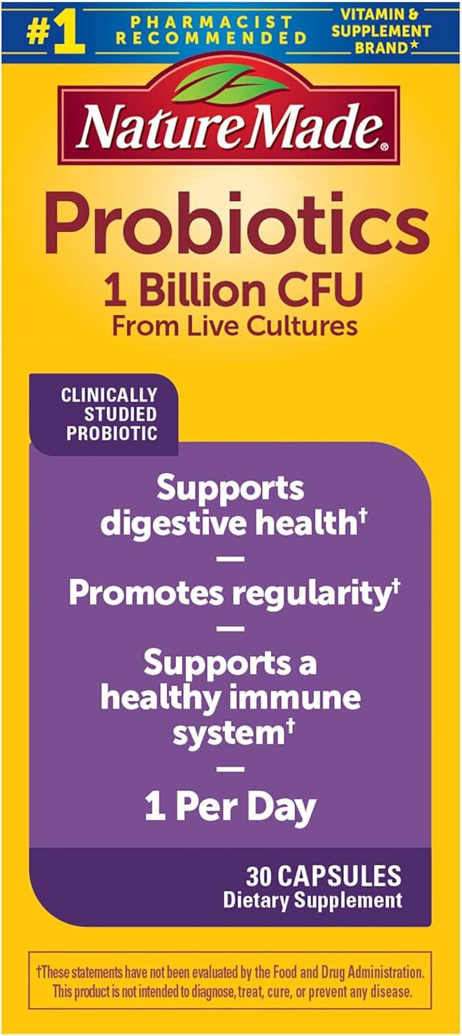 image:imageNature Made Probiotics for Women and Men Probiotic Capsules 1 Billion CFU from Live Cultures for Immune amp Digestive Support 30 Capsules 30 Day Supply30 Count Pack of 2