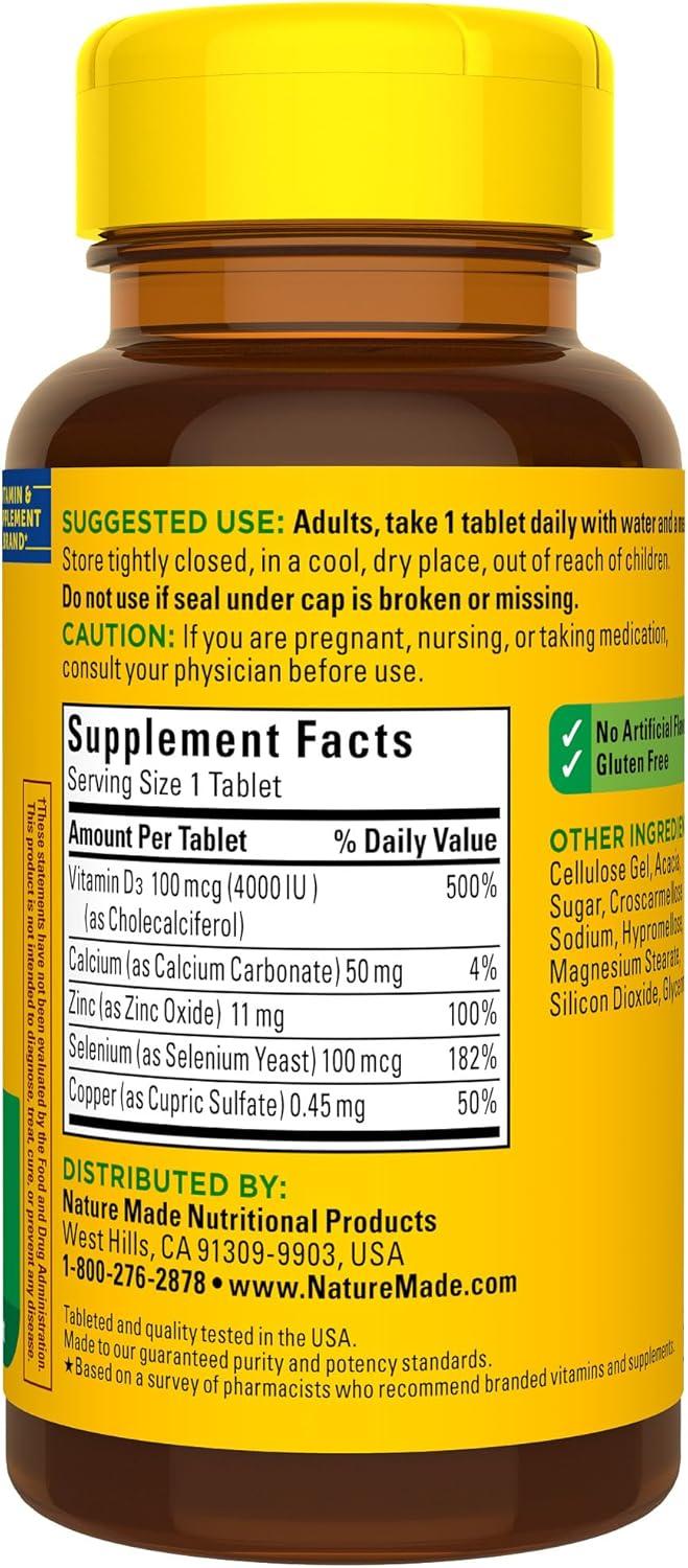 image:imageNature Made Super Vitamin D Immune Complex Vitamin D3 Selenium Copper and Zinc Supplements for Immune Support 70 Tablets 70 Day Supply70 Count Pack of 1
