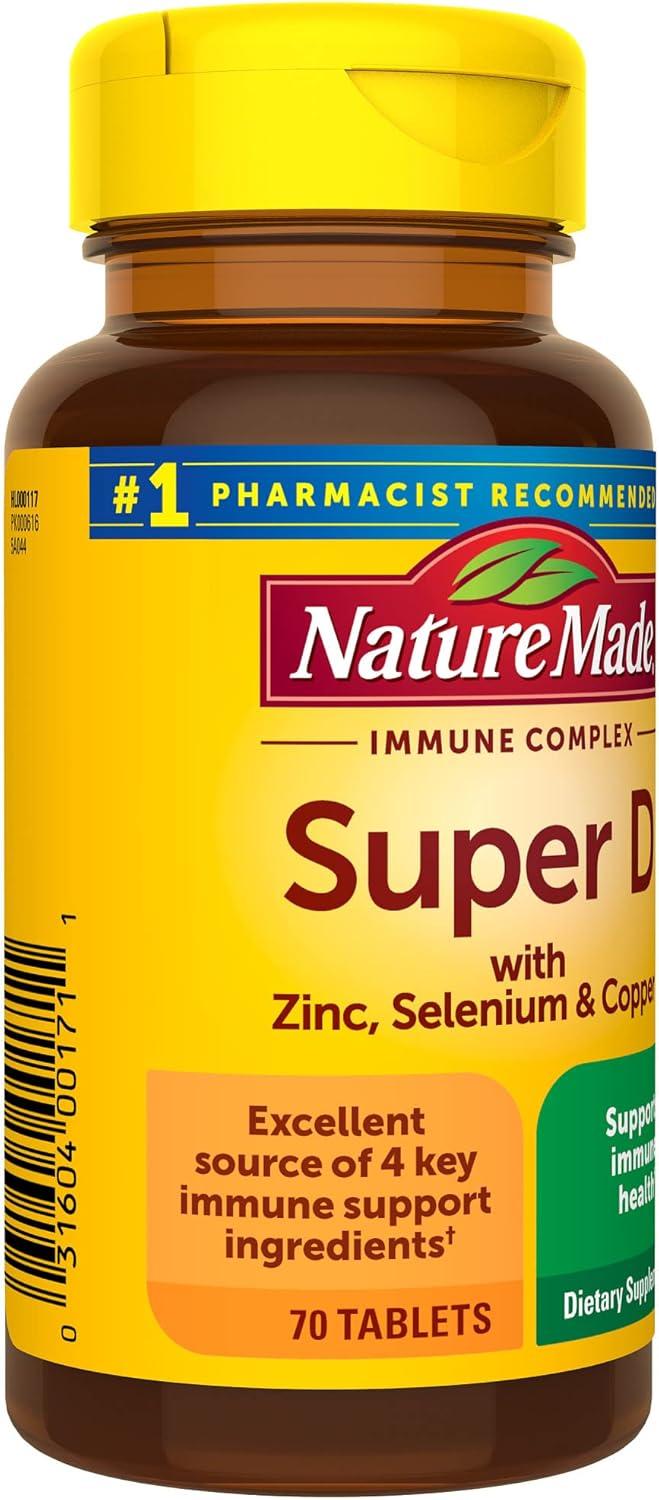 image:imageNature Made Super Vitamin D Immune Complex Vitamin D3 Selenium Copper and Zinc Supplements for Immune Support 70 Tablets 70 Day Supply70 Count Pack of 1
