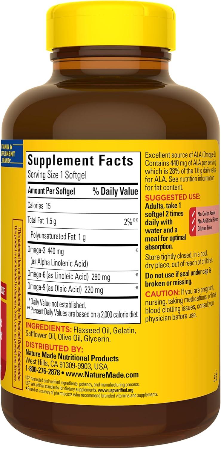 image:imageNature Made Triple Omega 3 6 9 Supplements Flaxseed Safflower amp Olive Oils Fish Free Omega 3 Fatty Acid Supplement 150 Softgels 75 Day SupplyUnflavored
