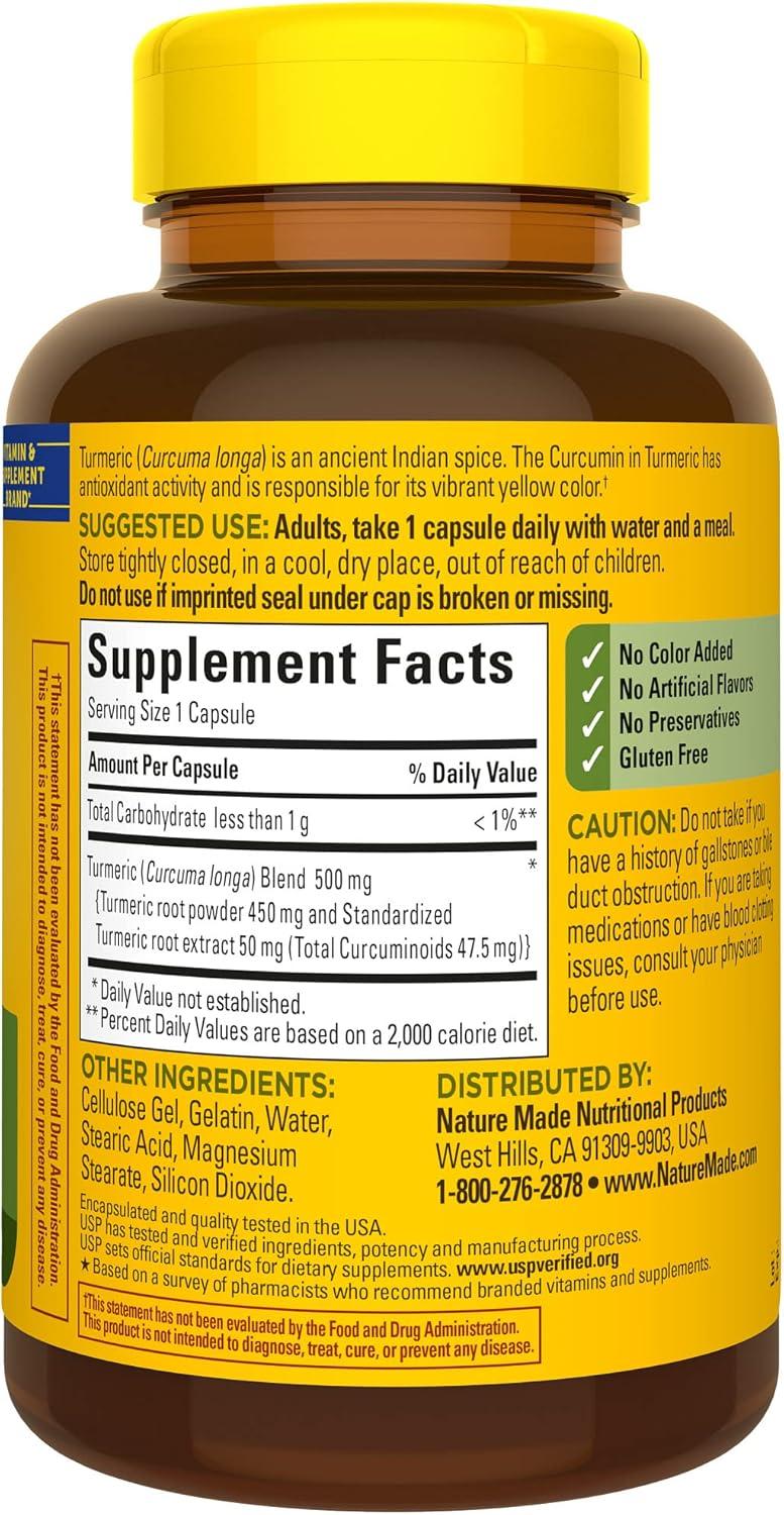 image:imageNature Made Turmeric Curcumin 500 mg Turmeric Curcumin Supplement for Antioxidant Support Herbal Supplements 120 Capsules 120 Day Supply120 Count Pack of 1