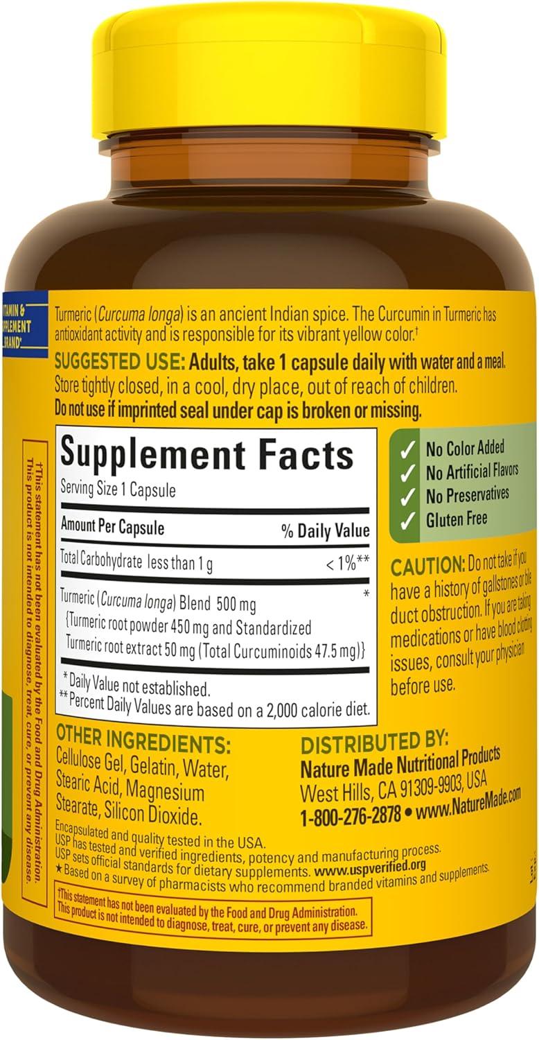 image:imageNature Made Turmeric Curcumin 500 mg Turmeric Curcumin Supplement for Antioxidant Support Herbal Supplements 120 Capsules 120 Day Supply120 Count Pack of 1