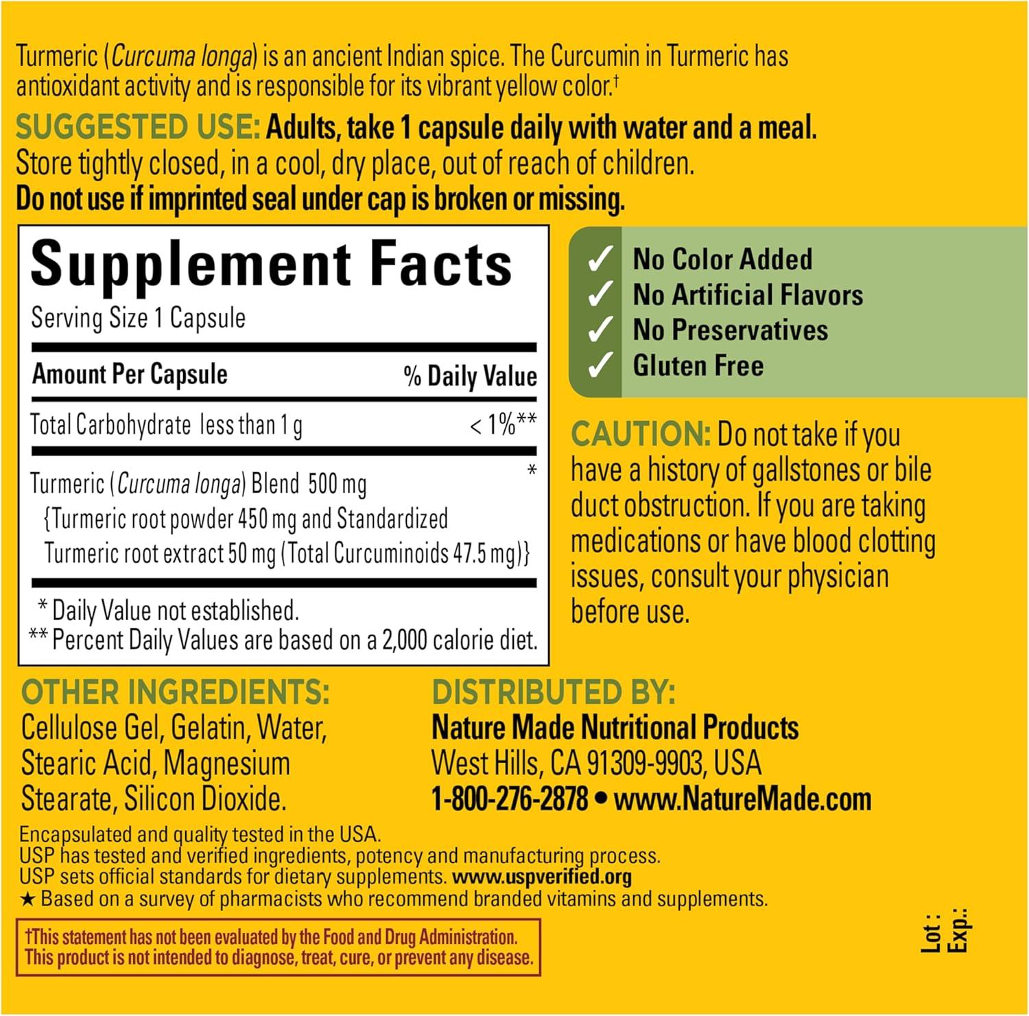 image:imageNature Made Turmeric Curcumin 500 mg Turmeric Curcumin Supplement for Antioxidant Support Herbal Supplements 120 Capsules 120 Day Supply120 Count Pack of 1