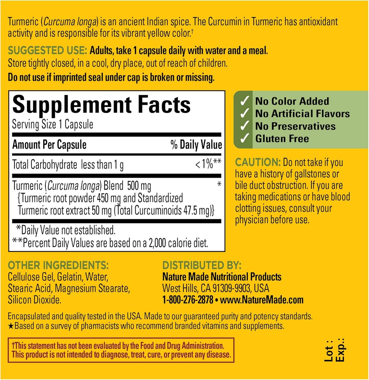 image:imageNature Made Turmeric Curcumin 500 mg Turmeric Curcumin Supplement for Antioxidant Support Herbal Supplements 120 Capsules 120 Day Supply60 Count Pack of 1