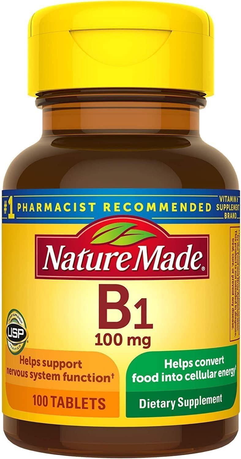 image:imageNature Made Vitamin B1 100mg Thiamine B1 Supplement for Energy Metabolism Support 100 Tablets 100 Day SupplyNo Artificial Flavors