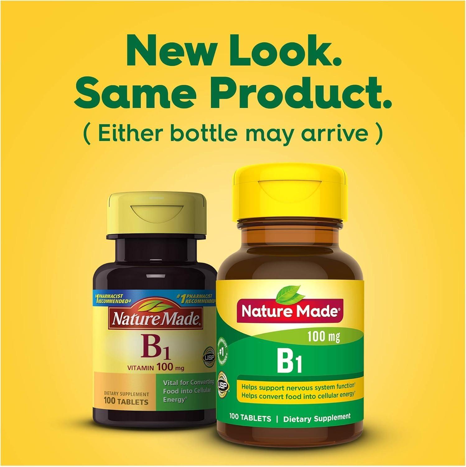 image:imageNature Made Vitamin B1 100mg Thiamine B1 Supplement for Energy Metabolism Support 100 Tablets 100 Day SupplyNo Artificial Flavors