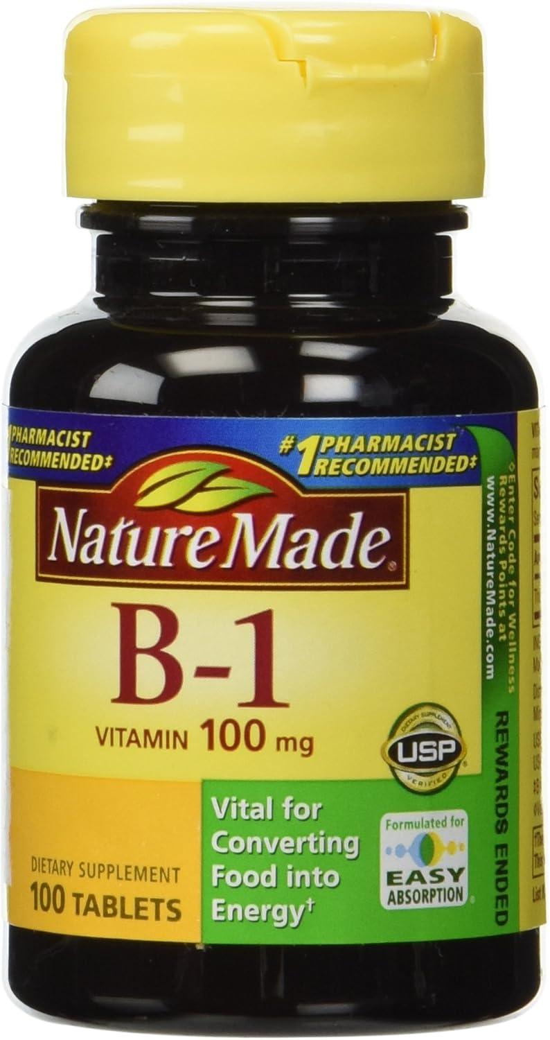image:imageNature Made Vitamin B1 100mg Thiamine B1 Supplement for Energy Metabolism Support 100 Tablets 100 Day SupplyUnflavored