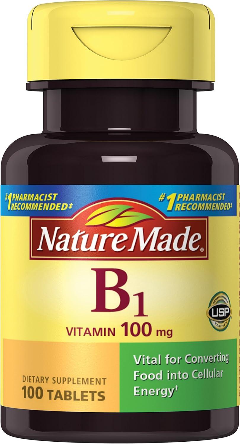 image:imageNature Made Vitamin B1 100mg Thiamine B1 Supplement for Energy Metabolism Support 100 Tablets 100 Day SupplyUnflavored
