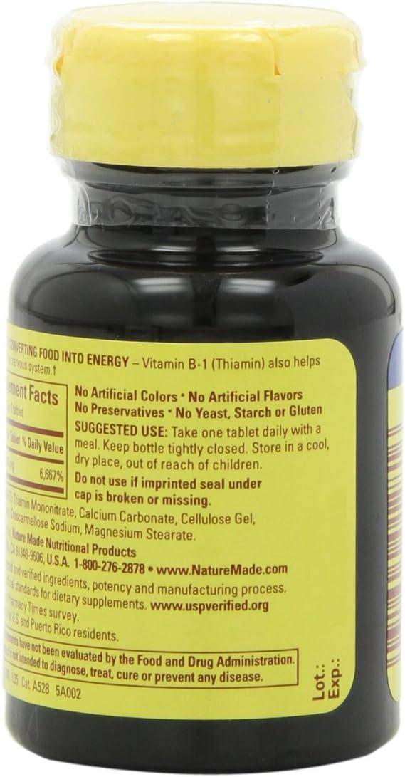 image:imageNature Made Vitamin B1 100mg Thiamine B1 Supplement for Energy Metabolism Support 100 Tablets 100 Day SupplyUnflavored