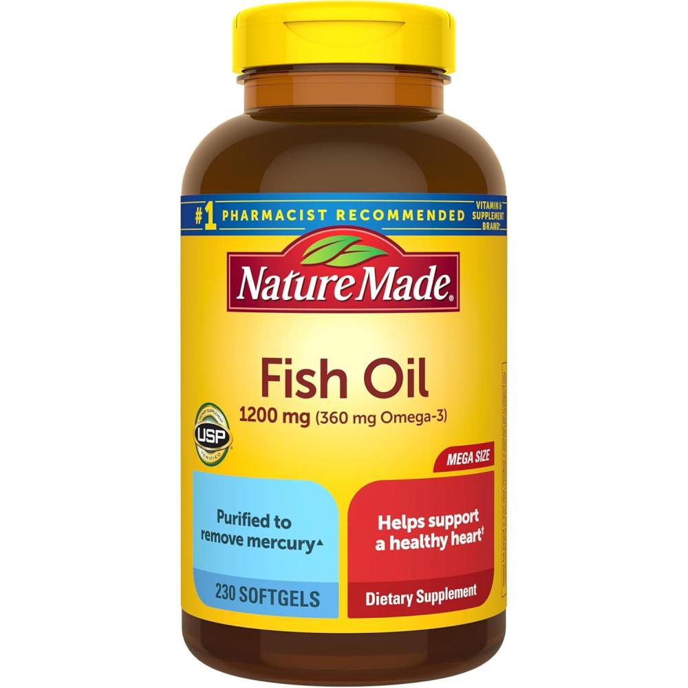 image:imageNature Made Burp Less Fish Oil Omega 3 Supplements 1200 mg Softgels EPA DHA Omega 3 Fish Oil Supplements for Healthy Heart Support 60 Softgels 30 Day Supply230 Count Pack of 1