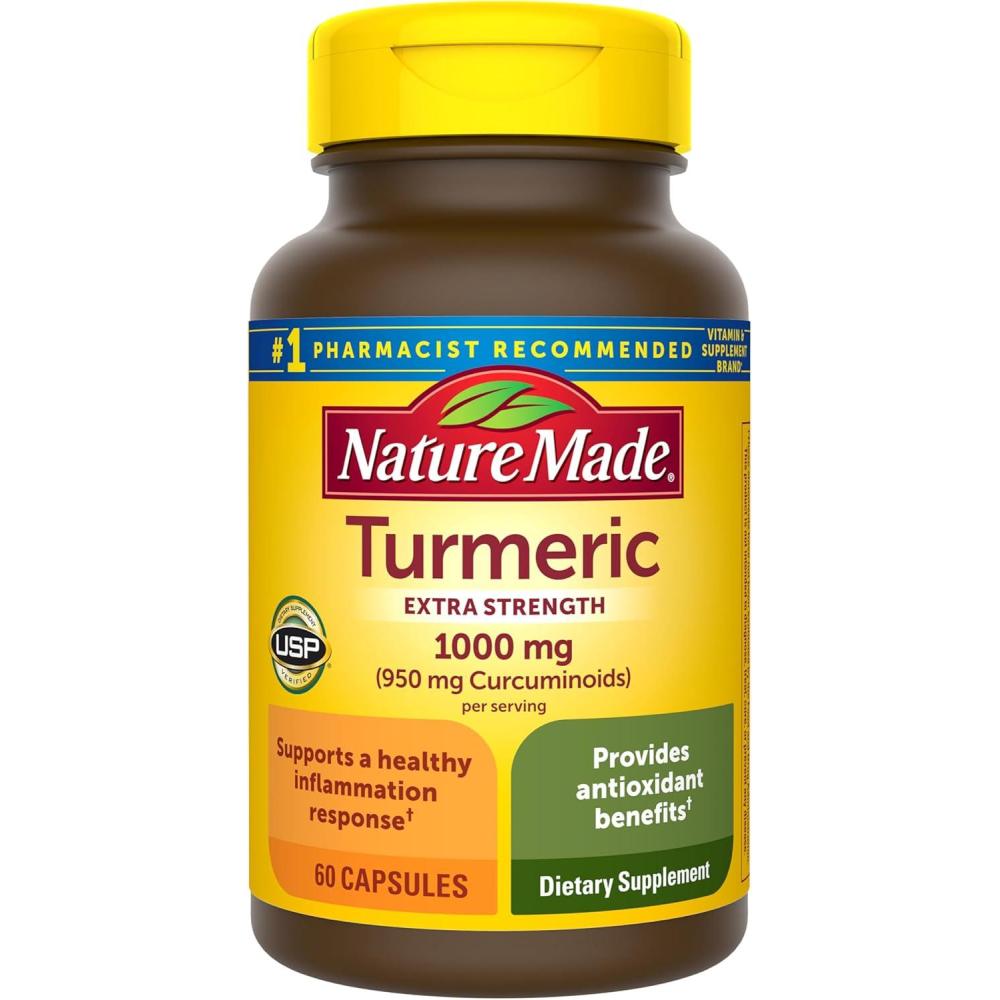 image:imageNature Made Extra Strength Turmeric Curcumin with Black Pepper 1000mg Turmeric Extract per serving Standardized to 95 Curcuminoids Supports Healthy Inflammation Response 60 Vegetarian Capsules60 Count Pack of 1