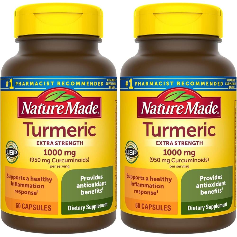 image:imageNature Made Extra Strength Turmeric Curcumin with Black Pepper 1000mg Turmeric Extract per serving Standardized to 95 Curcuminoids Supports Healthy Inflammation Response 60 Vegetarian Capsules60 Count Pack of 2