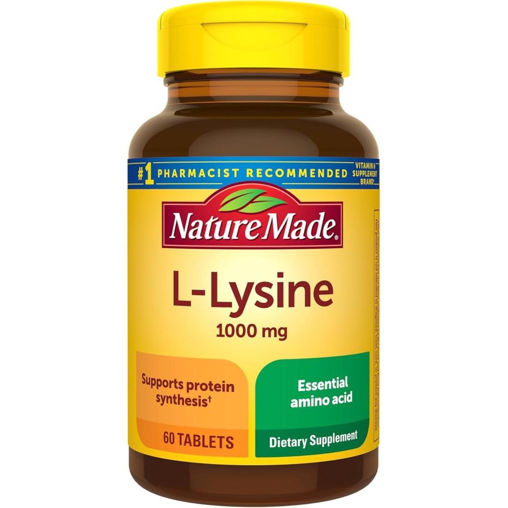 image:imageNature Made LLysine 1000 mg Dietary LLysine Supplements 60 Tablets 60 Day Supply60 Count Pack of 1