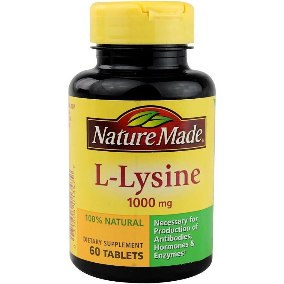 image:imageNature Made LLysine 1000 mg Dietary LLysine Supplements 60 Tablets 60 Day Supply60 Count Pack of 3