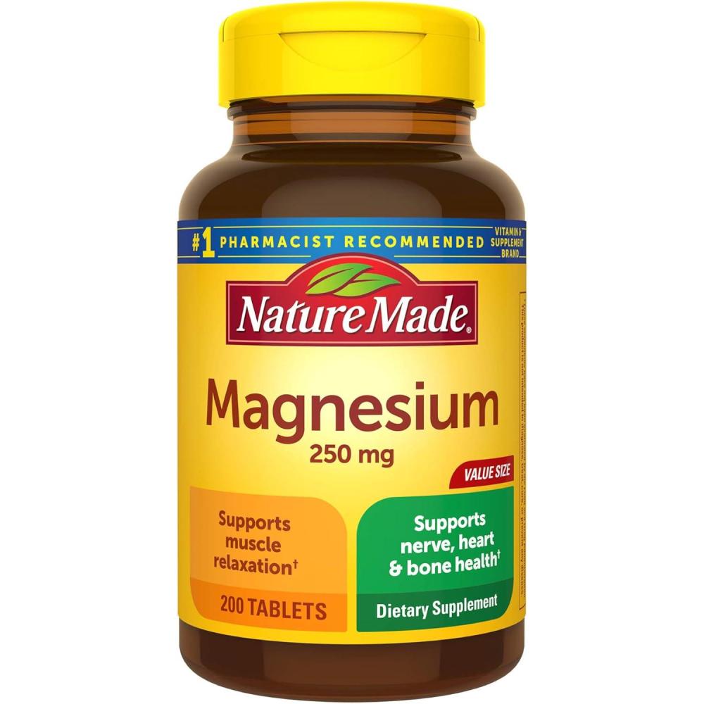 image:imageNature Made Magnesium Oxide 250 mg Tablets 200 Count Value Size for Nutrition Support Pack of 3
