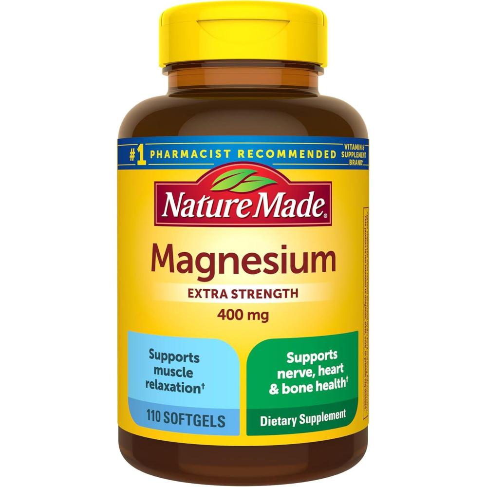 image:imageNature Made Magnesium Oxide 400 mg Softgels Extra Strength Magnesium Supplements for Men and Women Support for Muscle Nerve Bone and Heart 60 Day Supply110 Count Pack of 1