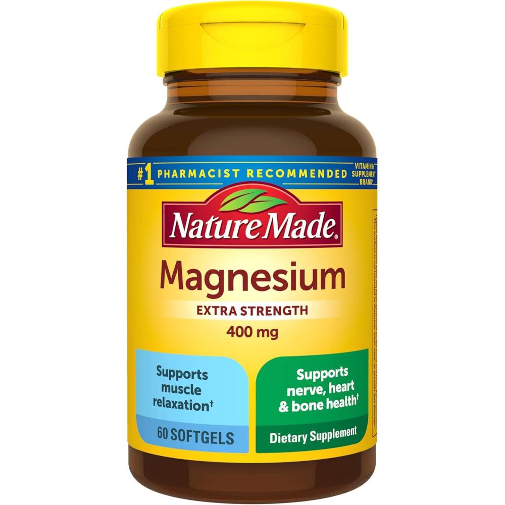 image:imageNature Made Magnesium Oxide 400 mg Softgels Extra Strength Magnesium Supplements for Men and Women Support for Muscle Nerve Bone and Heart 60 Day Supply60 Count Pack of 1