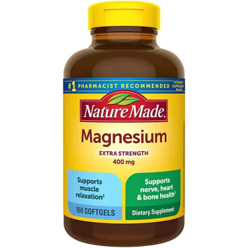 image:imageNature Made Magnesium Oxide 400 mg Softgels Extra Strength Magnesium Supplements for Men and Women Support for Muscle Nerve Bone and Heart 60 Day Supply150 Count Pack of 2