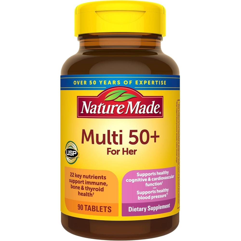 image:imageNature Made Multivitamin For Women 50 No Iron Multivitamins for Women 50 Plus Daily Nutritional Support Nature Made Multi Vitamins 90 Tablets 90 Day Supply90 Count Pack of 1