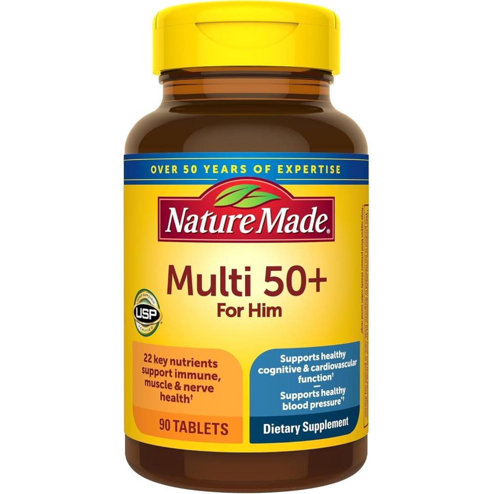 image:imageNature Made Multivitamin for Men Over 50 Mens Multivitamins 50 Plus Daily Nutritional Support Nature Made Multi Vitamins 90 Tablets 90 Day Supply45 Count Pack of 2