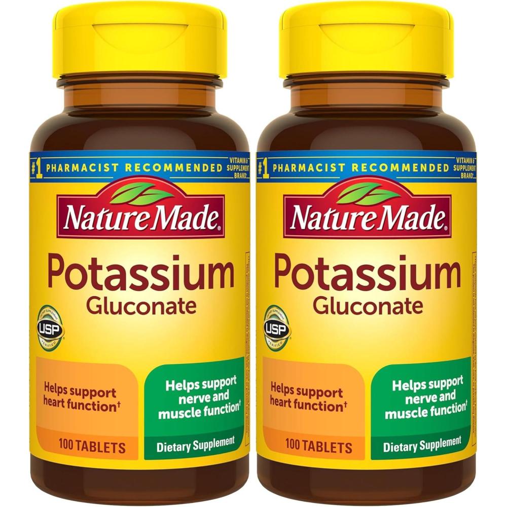 image:imageNature Made Potassium Gluconate 550 mg Potassium Supplements Dietary Supplement for Heart Health Support 100 Tablets 100 Day Supply100 Count Pack of 2