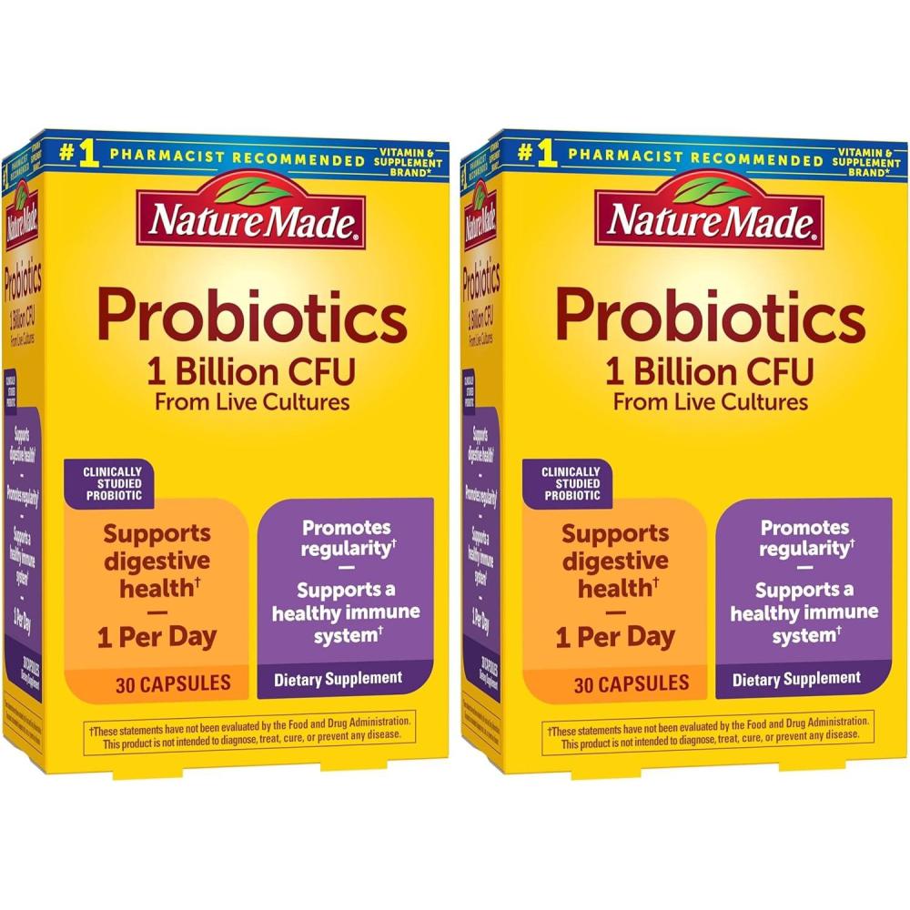 image:imageNature Made Probiotics for Women and Men Probiotic Capsules 1 Billion CFU from Live Cultures for Immune amp Digestive Support 30 Capsules 30 Day Supply30 Count Pack of 2