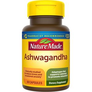 Nature Made Ashwagandha Capsules 125mg for Stress Support, Ashwagandha Supplements, 60 Capsules, 60 Day Supply(60 Count (Pack of 1))