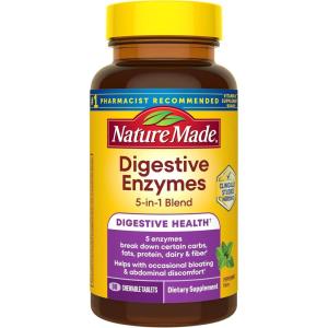 Nature Made Digestive Enzymes 5-in-1 Blend, Digestive Health Support, 90 Chewable Tablets, 30 Day Supply