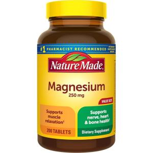 Nature Made Magnesium 250 mg, Magnesium Supplements for Men and Women, Support for Muscle, Heart, Bone and Nerve Health, 90 Softgels, 90 Day Supply(200 Count (Pack of 1))