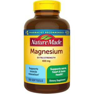 Nature Made Magnesium Oxide 400 mg Softgels, Extra Strength Magnesium Supplements for Men and Women, Support for Muscle, Nerve, Bone and Heart, 60 Day Supply(180 Count (Pack of 1))