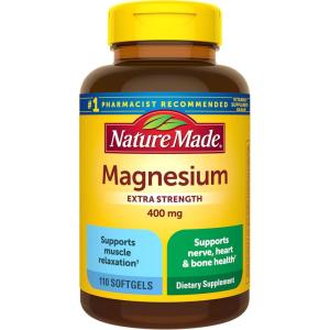 Nature Made Magnesium Oxide 400 mg Softgels, Extra Strength Magnesium Supplements for Men and Women, Support for Muscle, Nerve, Bone and Heart, 60 Day Supply(110 Count (Pack of 1))